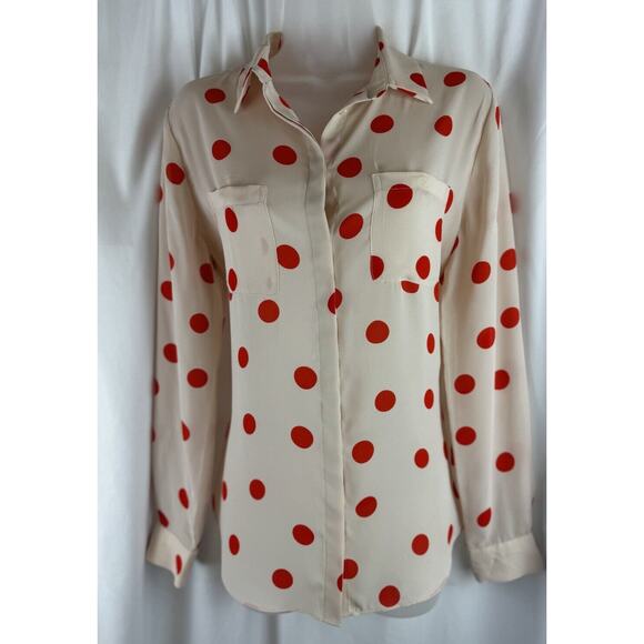 Ann Taylor LOFT Tops - Ann Taylor LOFT Polka Dot Blouse, Nude & Orange, Sz: S, 55-43